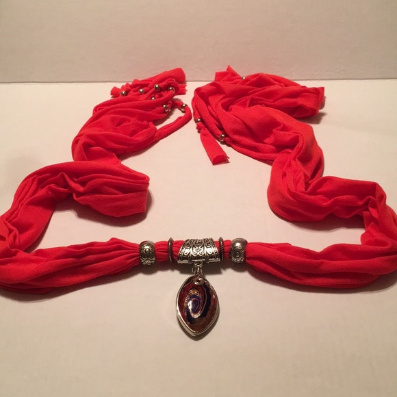 🏖3/$10 Red Scarf with gorgeous BLING - Picture 4 of 4